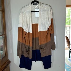 BloomChic Colorblock Pocket Drop Shoulder Contrast Cardigan